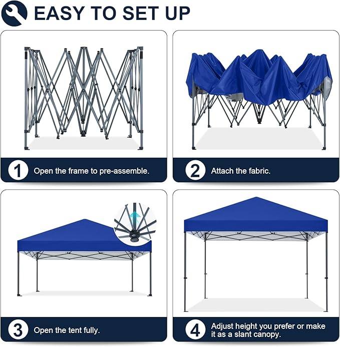 COOSHADE Durable Easy Pop Up Canopy Tent 12x12Ft(RoyalBlue)