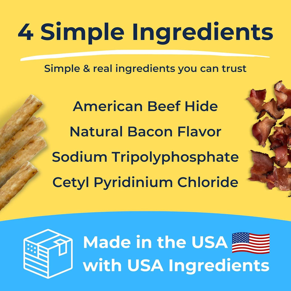 Tartar Shield Soft Rawhide Chews | Safe Dental Treats for Large Dogs | Vet VOHC Approved | Daily Bone Cleans Teeth & Gums Fresh Breath Oral Health Support | USA Made | (XL Dogs / 12 Count)