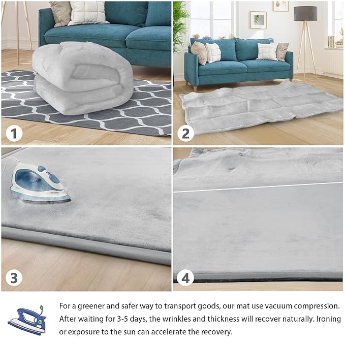 Baby Play Mat for Floor Tummy Time Mat Nursery Muscle Area Rug Playroom Rug Tatami 59"*71" Memory Foam 1.3" Thick Crawling For Babies,Toddlers, Infants, Kids,Floor(Light Gray)