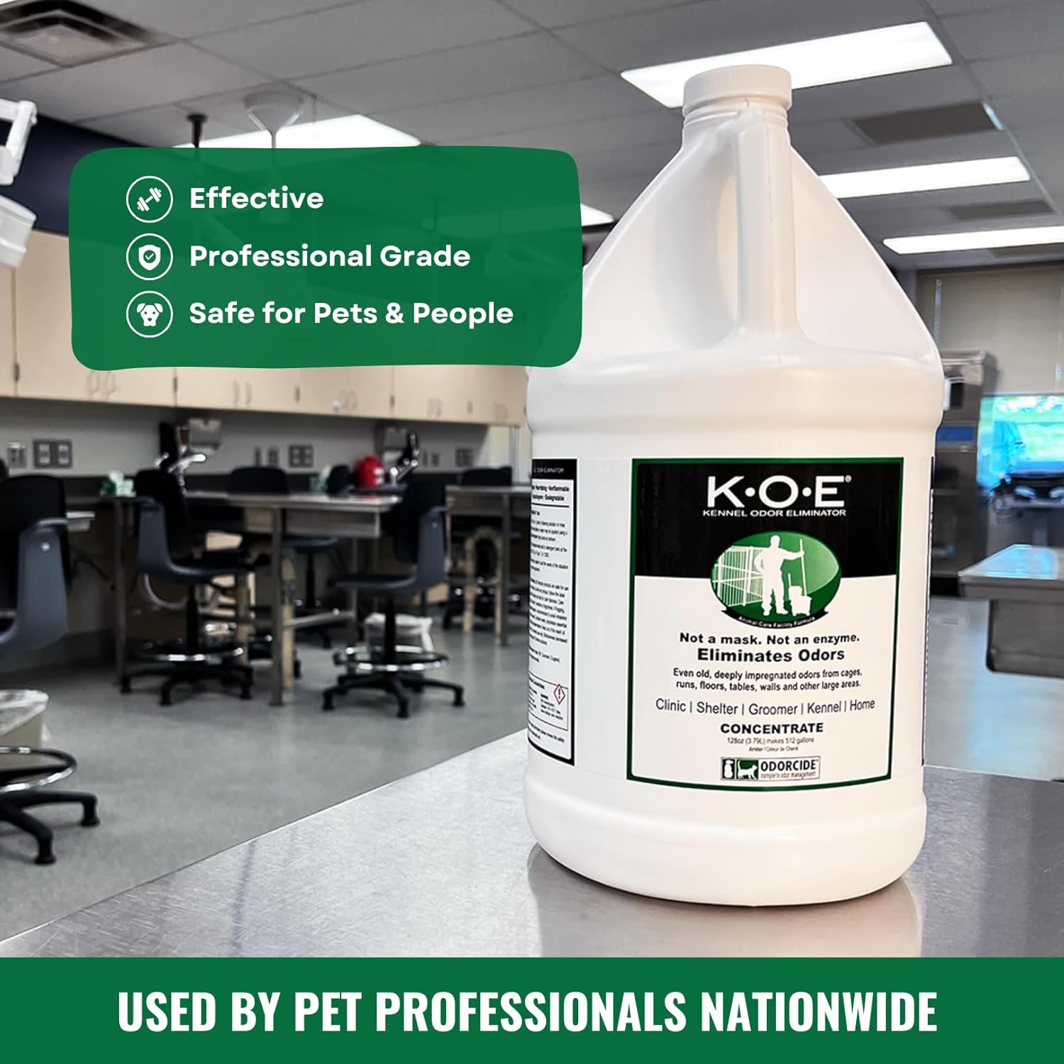 Thornell KOE Kennel Odor Eliminator Concentrate, Odor Eliminator for Strong Odors, Great for Cages, Runs, Floors & More, Pet Odor Eliminator for Home & Kennel w/Safe, Non-Enzymatic Formula, 128 oz