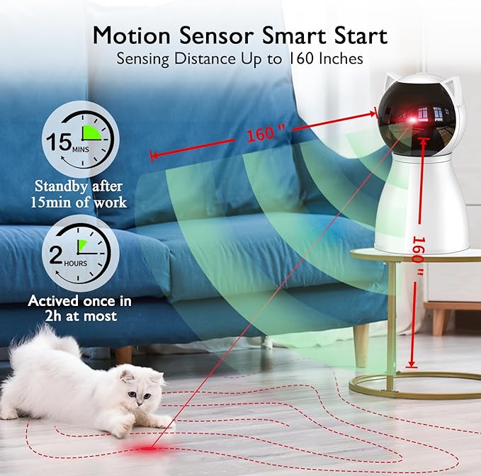Valonii Cat Toys Real Random Trajectory Rechargeable Motion Activated Cat Laser - Image 3