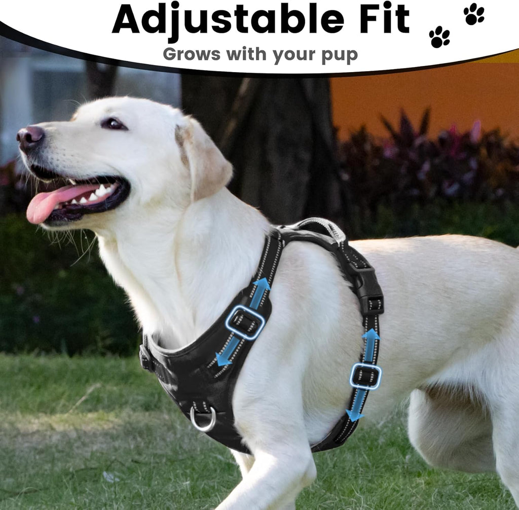 No Pull Dog Harness, Reflective Puppy Vest for Small Medium Large Sized Dog(Black,XL)