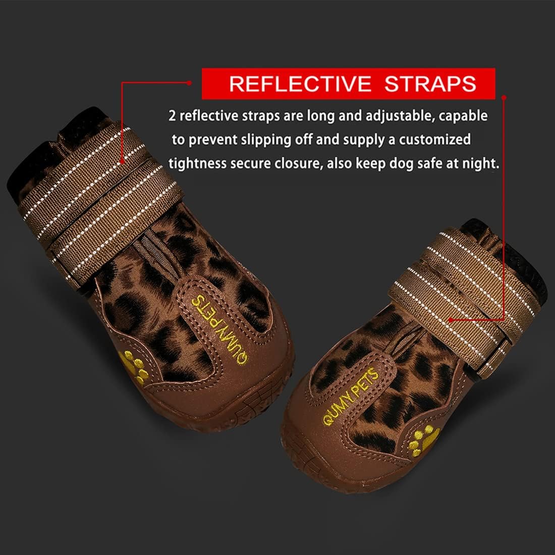 QUMY Dog Shoes for Large Dogs, Medium Dog Boots & Paw Protectors for Winter Snowy Day, Summer Hot Pavement, Water-Resistant in Rainy Weather, Outdoor Walking, Indoor Hardfloors Skid-Resistant Sole