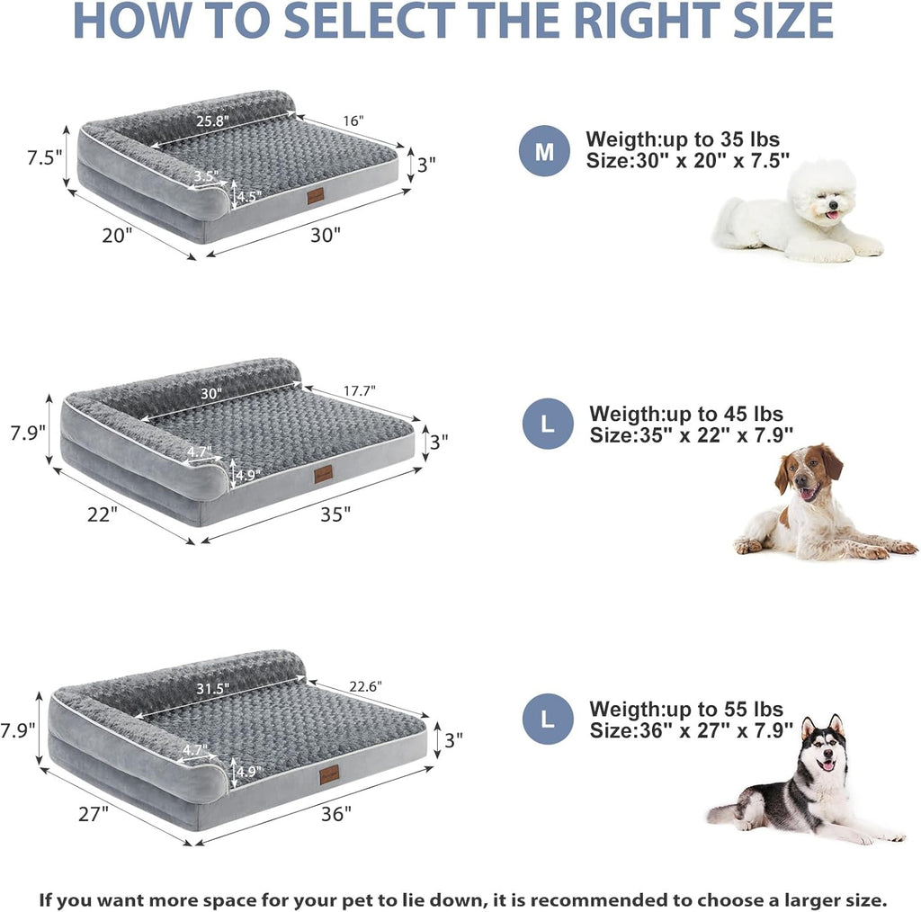 BFPETHOME Orthopedic Dog Bed for Large Dogs-Big Waterproof Sofa Dog Bed with Removable Washable Cover, Washable Pet Bed with Waterproof Lining and Nonskid Bottom,Pet Bed for Large Dogs