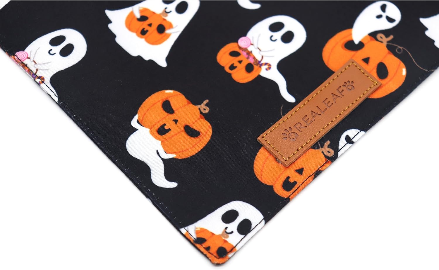 Realeaf Halloween Dog Bandanas 2 Pack, Reversible Orange Pumpkin Pet Scarf for Boy and Girl, Premium Durable Fabric, Holiday Bandana for Small Medium Large and Extra Large Dogs (X-Large)
