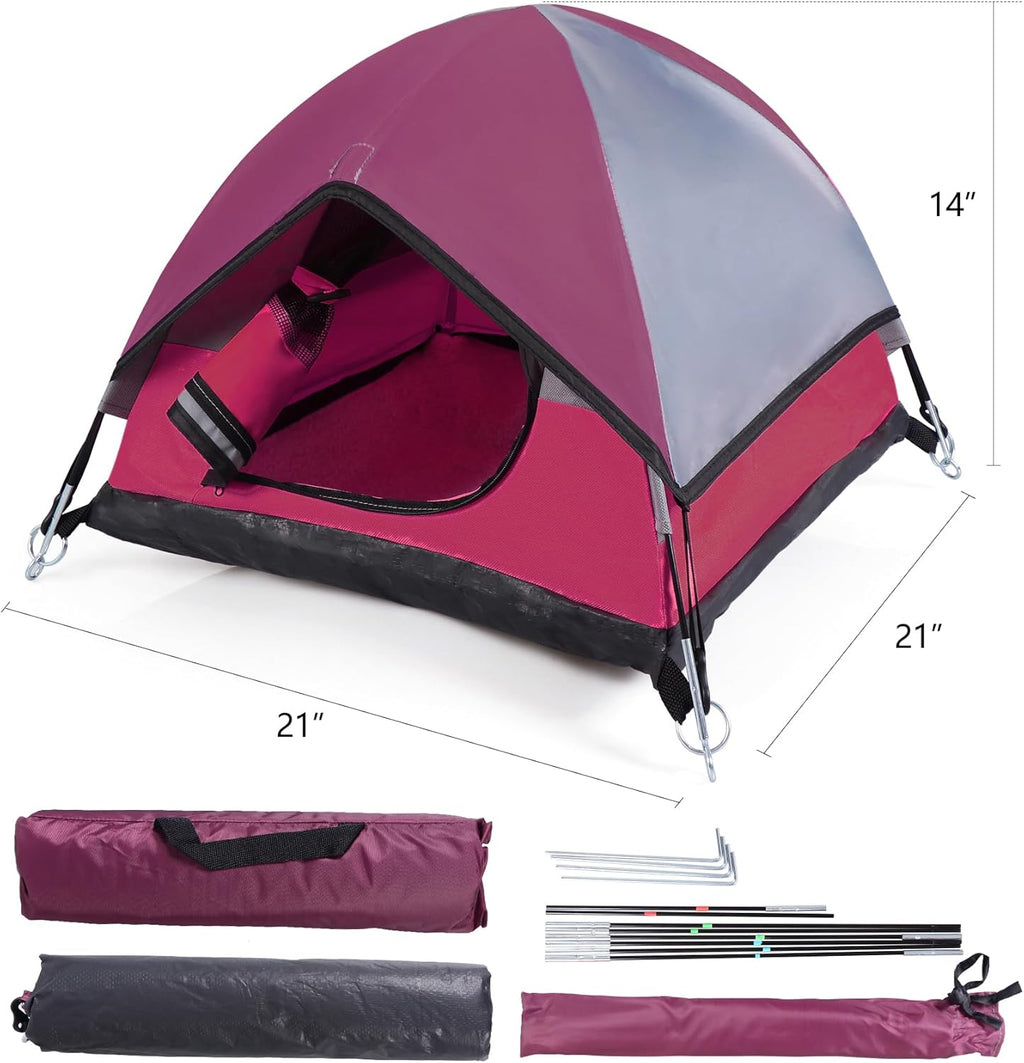Cat Camping Tent, Cat Tent Bed, Pet Tent for Indoor Cat and Small Dog, Mini Tent (Red, 21 x 21 x 14 Inches)