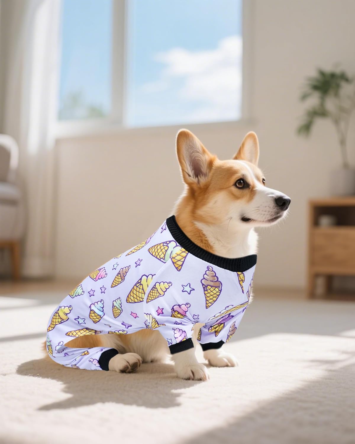 PET SHOW 4 Pack Small Dog Pajamas for Medium Dogs Girl Boy Watermelon Soft Stretchy PJs Whale Ice Cream Jumpsuit Puppy Floral Onesies Outfits with Sleeve Pets Breathable Summer Dog Clothes Costume L