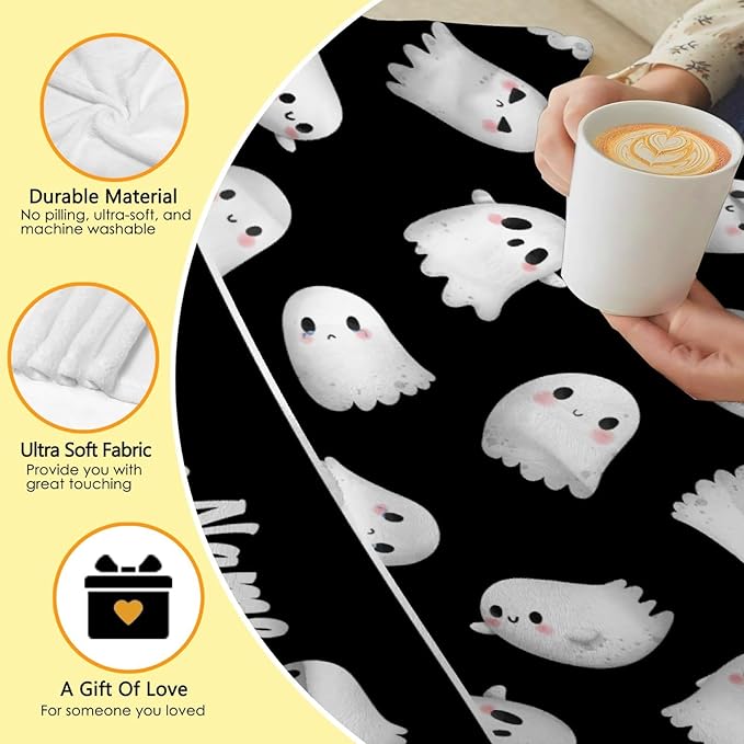 Custom Halloween Ghost Blanket | Personalized for Boys Girls | Plush Cozy Name Blanket | Halloween Decor Gifts | 30"x40" Toddlers/Crib Size