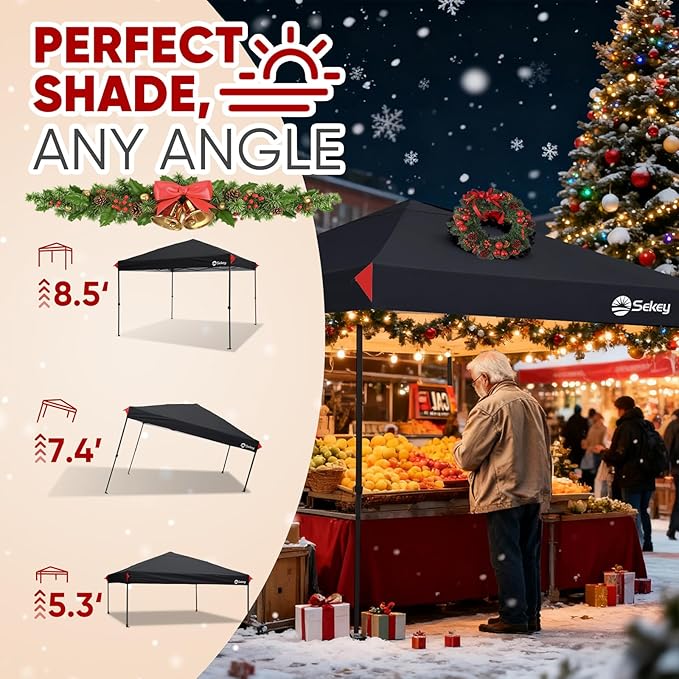 Sekey 10x10 Pop Up Canopy with One Push Setup-Easy Up Canopy with 99% UV Blocking - Instant Outdoor Sun Shade for Events, Parties, Camping- Commercial Gazebo with Weight Bags,Wind Proof&Waterproof