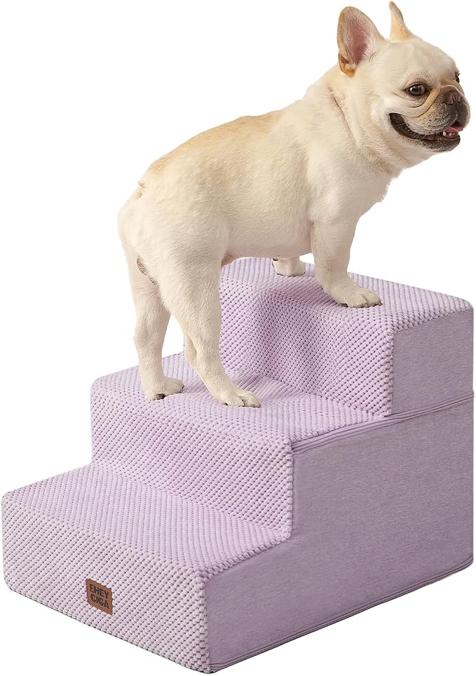 EHEYCIGA Dog Stairs for Small Dogs 13.5" H, 3-Step Dog Steps for Couch Sofa and by EHEYCIGA