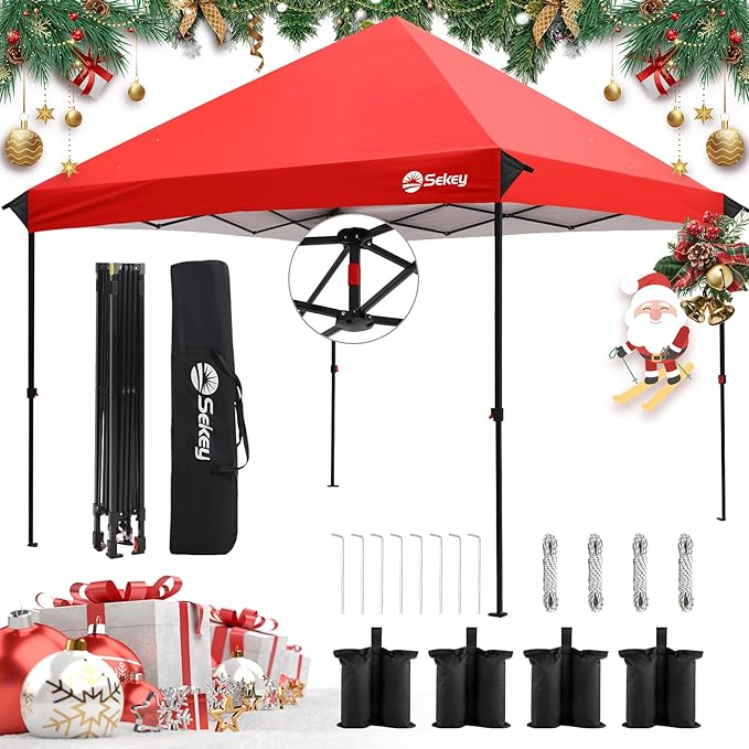 Sekey 10x10 Pop Up Canopy with One Push Setup-Easy Up Canopy with 99% UV Blocking - Instant Outdoor Sun Shade for Events, Parties, Camping- Commercial Gazebo with Weight Bags,Wind Proof&Waterproof