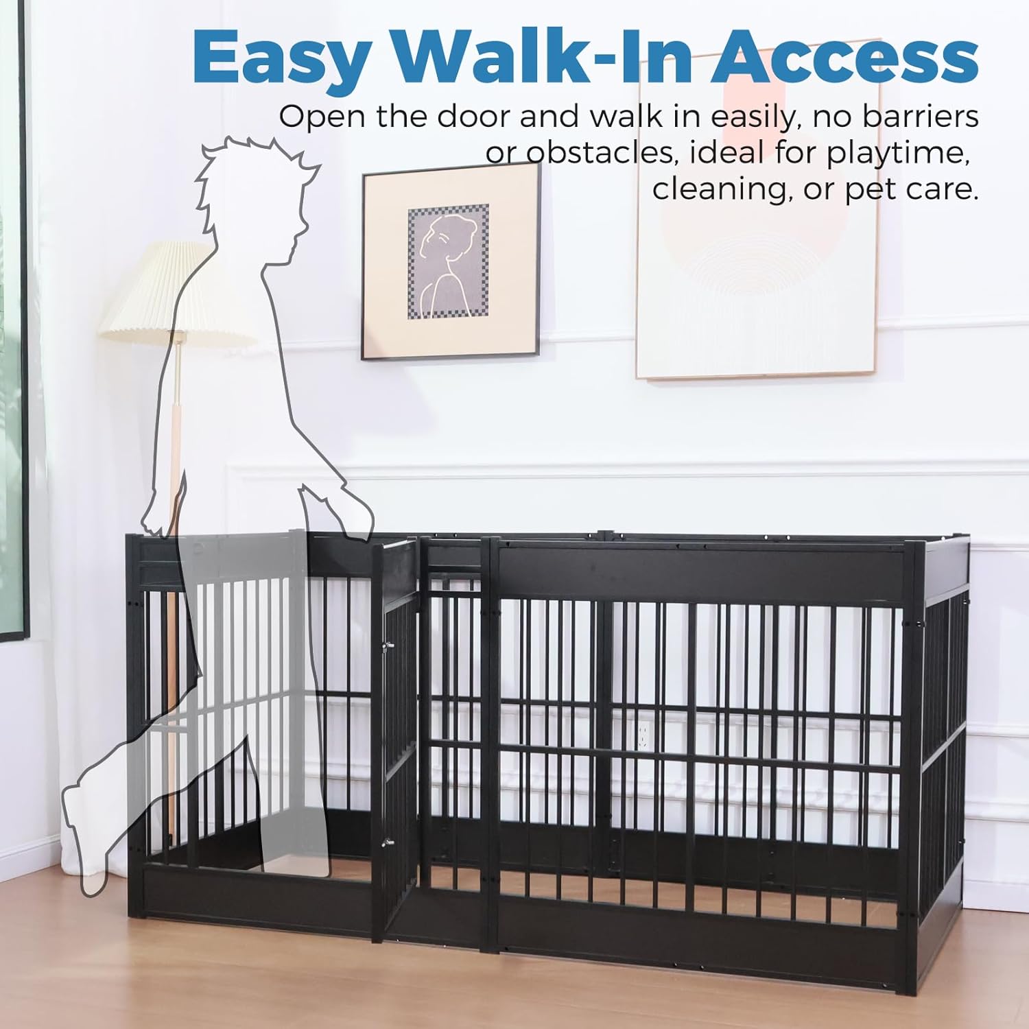 Dog Playpen, 35.4" Height Dog Pen Indoor, Heavy Duty, Safe and Sturdy, Furniture Style Puppy Pen (12 Panels (35.4" High), Black)