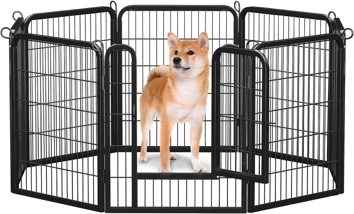 32 Inch Dog Playpen - 8 Panels Metal Pet Exercise Pen for Small-Medium Dogs, Indoor/Outdoor Dog Fence for Yard, Garden, Camping & RV Travel