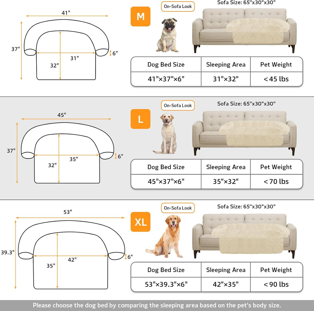 Calming Dog Bed Fluffy Plush Dog Mat for Furniture Protector with Removable Washable Cover for Large Medium Small Dogs and Cats (Large, Beige)