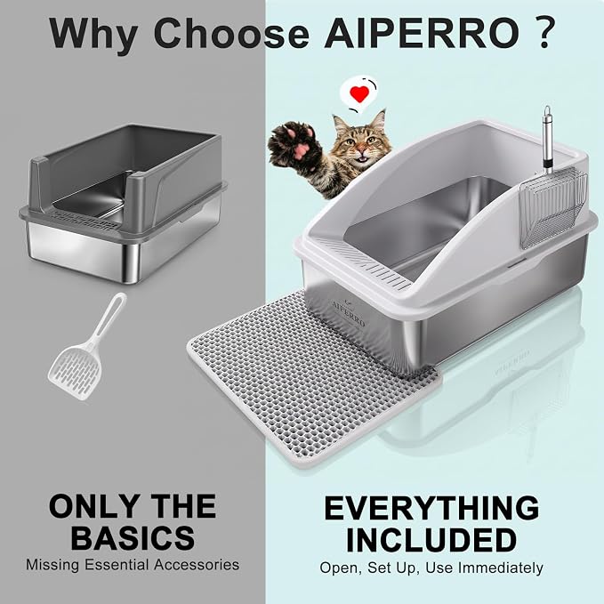 Stainless Steel Litter Box | XL Enclosed Cat Litter Boxes - Image 3