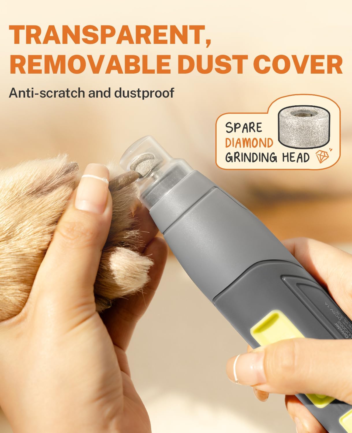 Toozey Dog Nail Grinder - Electric Pet Toenail Trimmer with 12, Gray High-Grade Durable Professional Tool, 1 Count