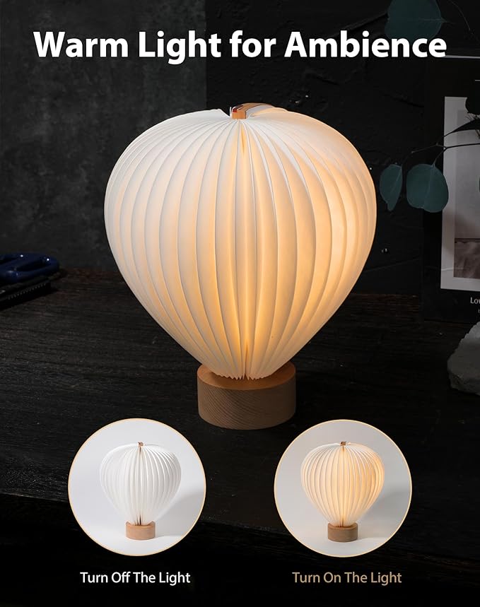 Hot Air Balloon Warm Night Light,Dimmable Touch Lamp for Bedroom,Portable Table Bedside Lamp,hot air balloon lantern decor,1200 mAh battery,Portable Camping Lamp for Outdoor,Bedroom,Party Decor