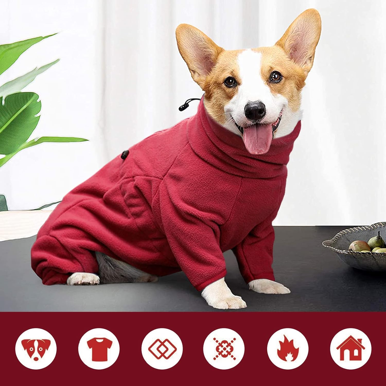 ROZKITCH Small Dog Winter Coat, Pet Windproof Warm Cold Weather Jacket Vest Cozy Jumpsuit Apparel Outfit Clothes for Small Medium Large Dog Walking Hiking Sleep Red XS