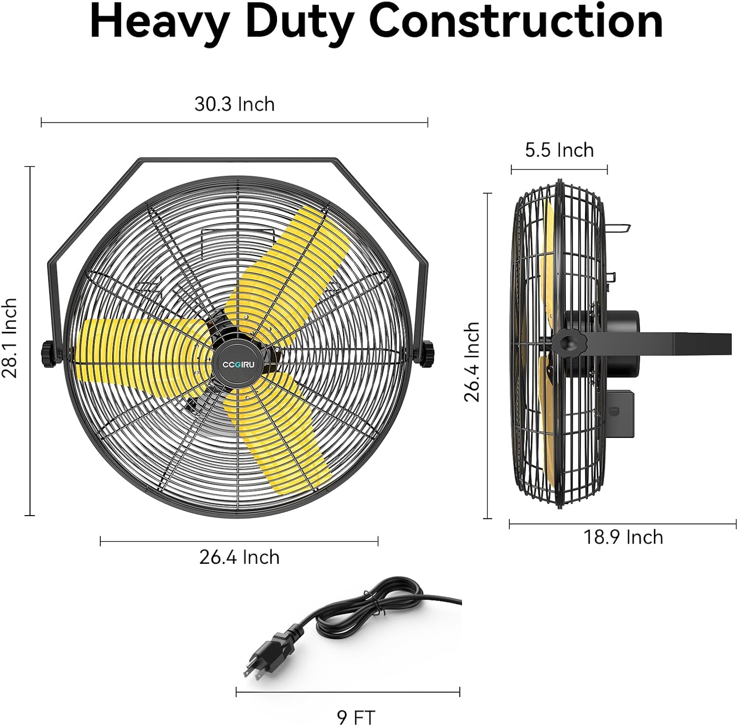 9200 CFM 24" Industrial Wall Mount Fans, High Velocity 2-Speed Professional Metal Fan with Sealed Motor, Heavy Duty Barn Wall Fan for Garage, Commercial, Warehouse, Greenhouse, UL Listed