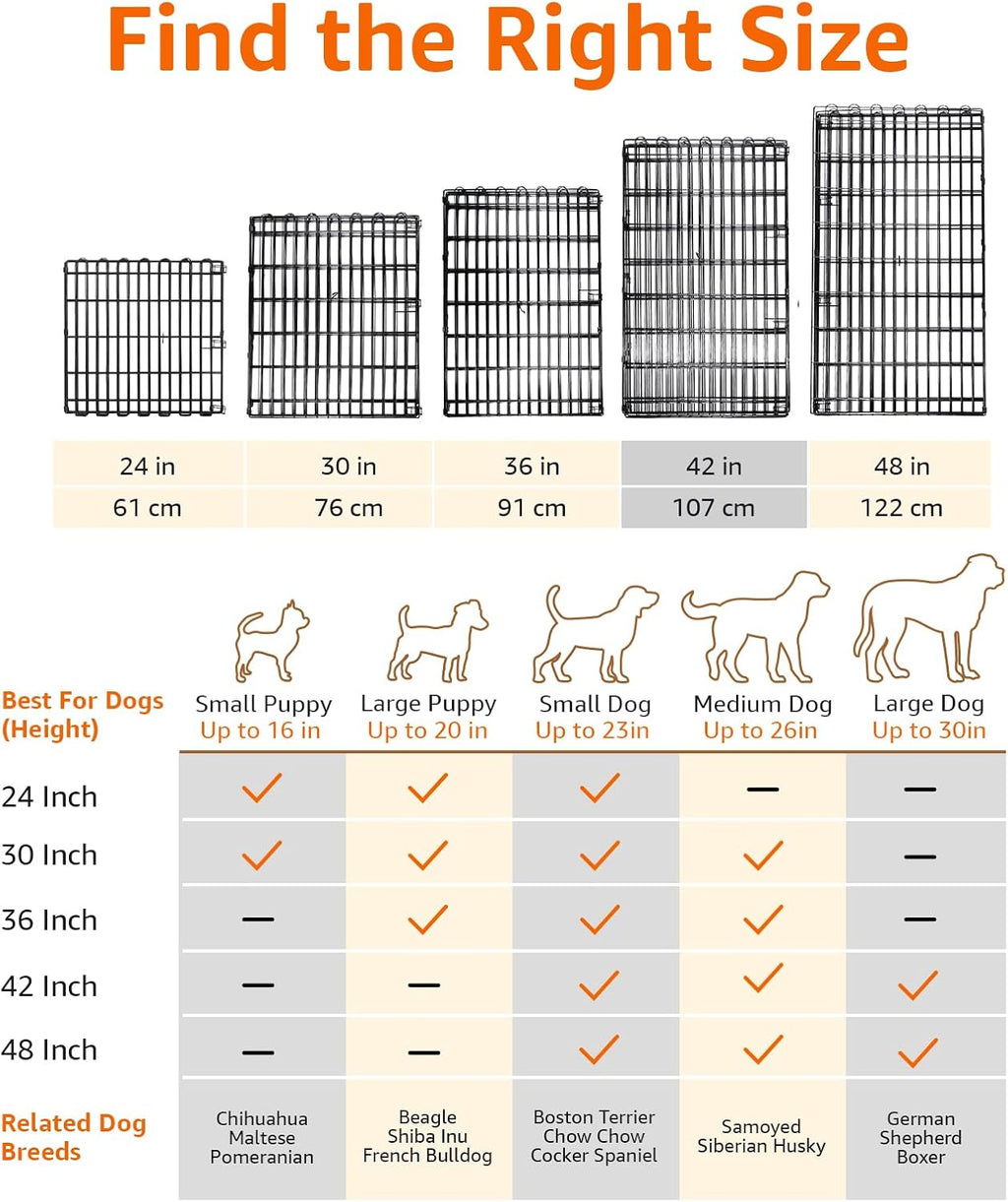 Amazon Basics Foldable Octagonal Metal Exercise Dog Playpen - Indoor/Outdoor, No Door, Large (8 Panels, 24 x 42), Easy to assemble, store, and customize, 42" - Large, Black