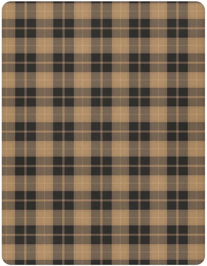 Brown Plaid Crib Sheets Soft Breathable Fitted Baby Playard Sheets Mattress Cover for Girl Boys, 39" x 27" x 5"