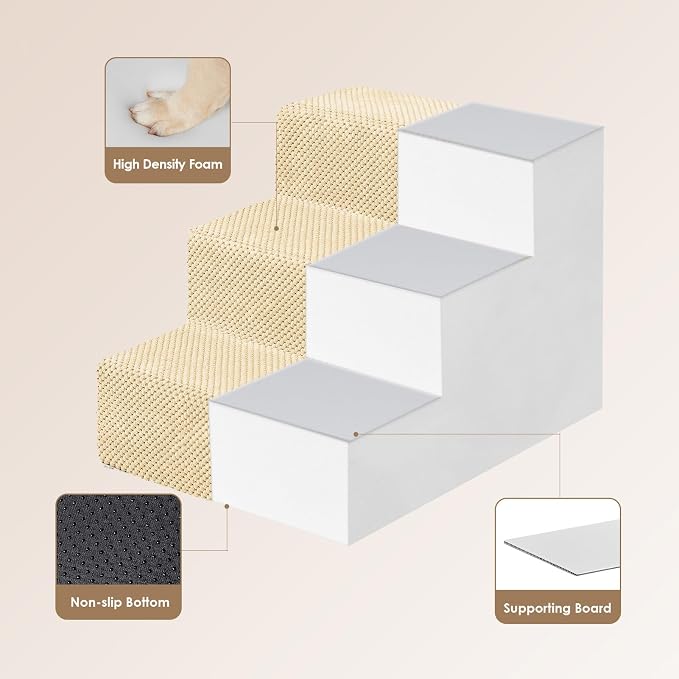 EHEYCIGA Dog Stairs for Small Dogs 13.5" H, 3-Step Dog Steps for Couch Sofa and - Image 3