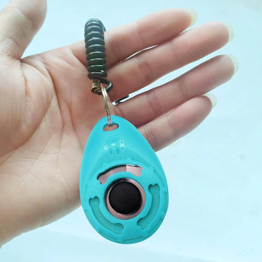 Dog Training Clicker with Wrist Strap Durable Lightweight Easy to Use,Pet Training Clicker for Cats Puppy Birds Horses,Perfect for Behavioral Training 3-Pack (Black,White and Water Lake Blue) (3)