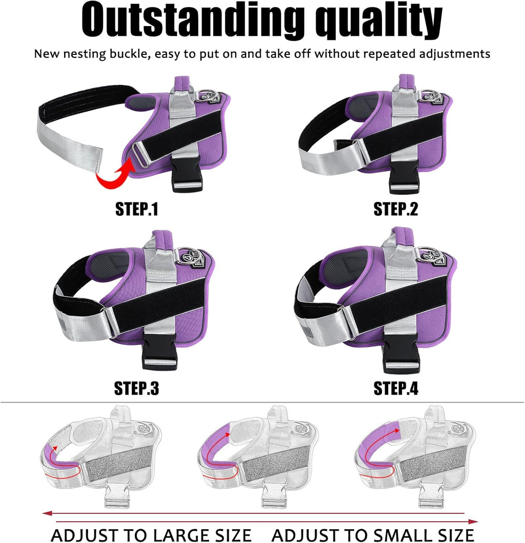 Bolux Dog Harness, No-Pull Reflective Dog Vest, Breathable Adjustable Pet Harness with Handle for Outdoor Walking - No More Pulling, Tugging or Choking (Lavender, X-Small (Pack of 1))