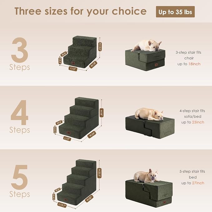 EHEYCIGA Dog Stairs for Bed 18" H, 4-Step Dog Steps for High Bed, Pet Steps for - Image 2