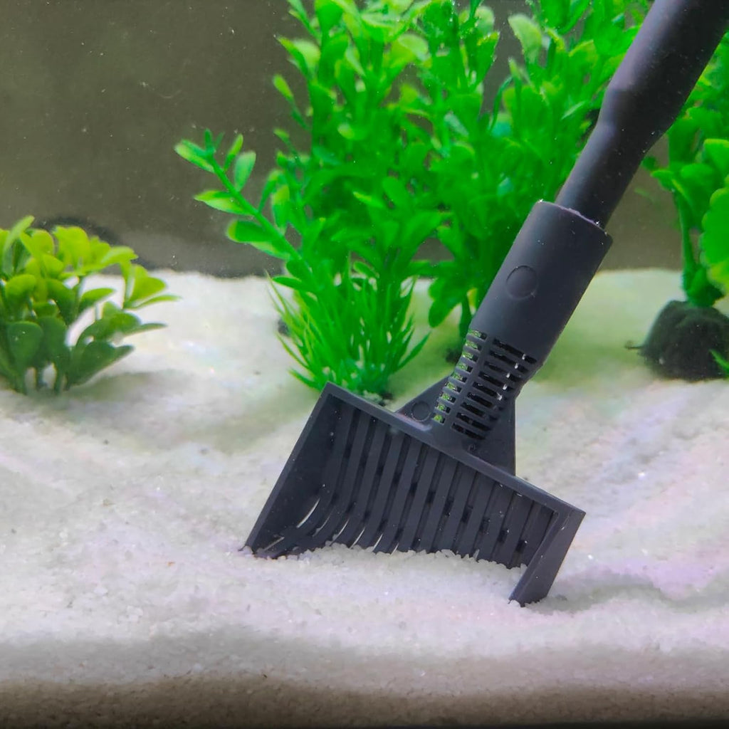AQUANEAT 6 in 1 Fish Tank Cleaning Tools, Aquarium Cleaner Set with Adjustable Handle, Including Algae Scraper, Sponge Pad, Fish Net, and Brush