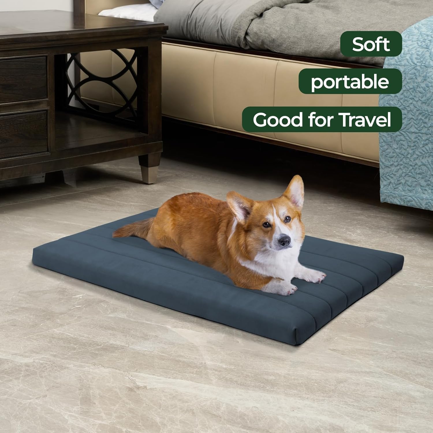 BALANCE Dog Crate Bed, Orthopedic Dog Bed Pad with Waterproof Liner, Washable Crate Foam Pet Mat for Large, Medium, Puppy Dogs Breeds, Periscope, 36"x23"x1.6"