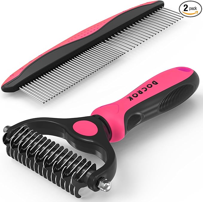Docrok Pet Grooming Brush & Comb Combo, Cat & Dog Brush by DOCROK