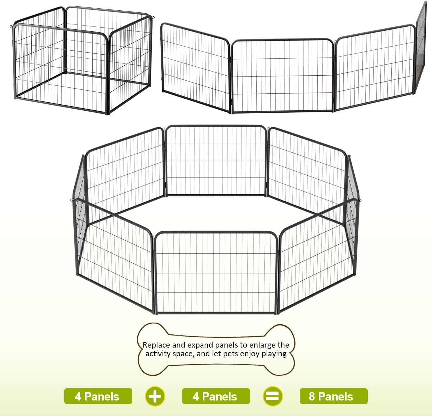 BestPet | Dog Playpen Extender | 24 Inch, 4 Panels | Heavy Duty Metal Pet Exercise Pen | Indoor Outdoor Fence Panels | Rust-Resistant, Removable, Tool-Free Setup | Anti-Skid, Expandable Design