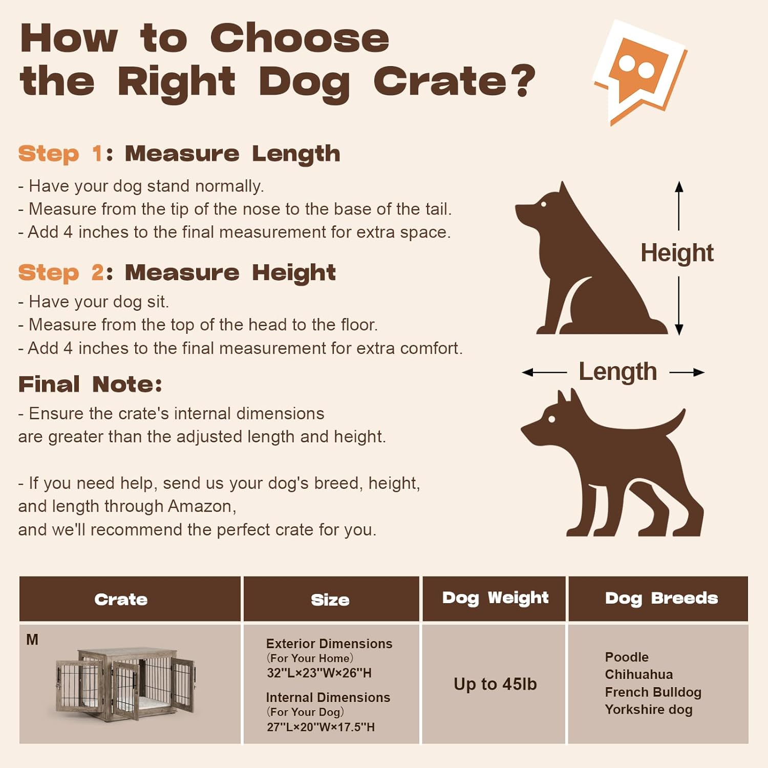 Dog Crate Furniture with Cushion, 32 inch Wooden Kennel Table with Double Doors, Indoor Dog House End Table for Small/Medium Dog, Grey (32x23x26in)