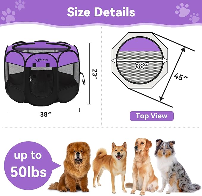 Siedihit Large Dog Playpen, Puppy Pet Playpen Indoor, Dogs Tent Crates Cage - Image 3