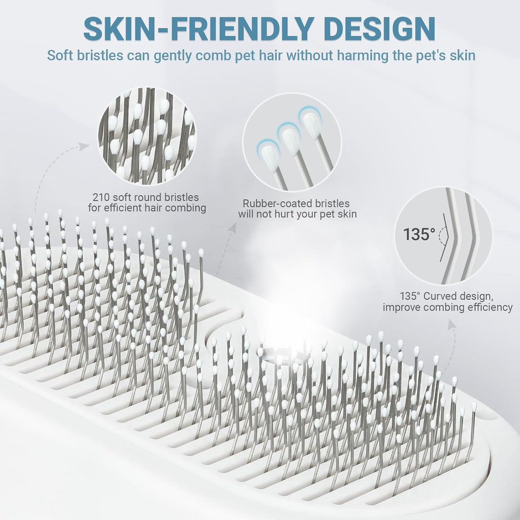 Pet Steam Brush for Dogs & Cats with Pet Conditioner, 4 in 1 Spray Hair Removal Comb for Shedding & Grooming, Self Cleaning Water Brush for Long & Short Haired Pets