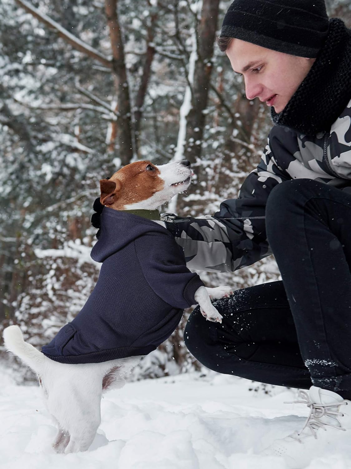 6 Pieces Dog Hoodie Dog Clothes Sweaters with Hat, Pet Winter Clothes Warm Hoodies Coat Sweater for Small Dogs Chihuahua (L)
