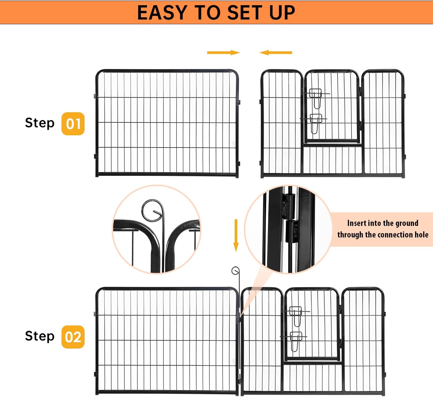 BestPet Dog Playpen Indoor 24 inch 8 Panels Metal Dog Pen Pet Dog Fence Outdoor Exercise Pen with Doors,Pet Puppy Playpen for RV Camping Yard, Black
