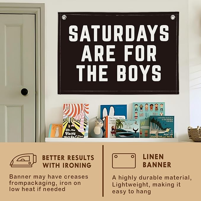 Lacama Boys Room Decor, Banner Flags for Bedroom, Linen Canvas Banner Wall Hanging Flag Decor for Boy Room Playroom Dorm