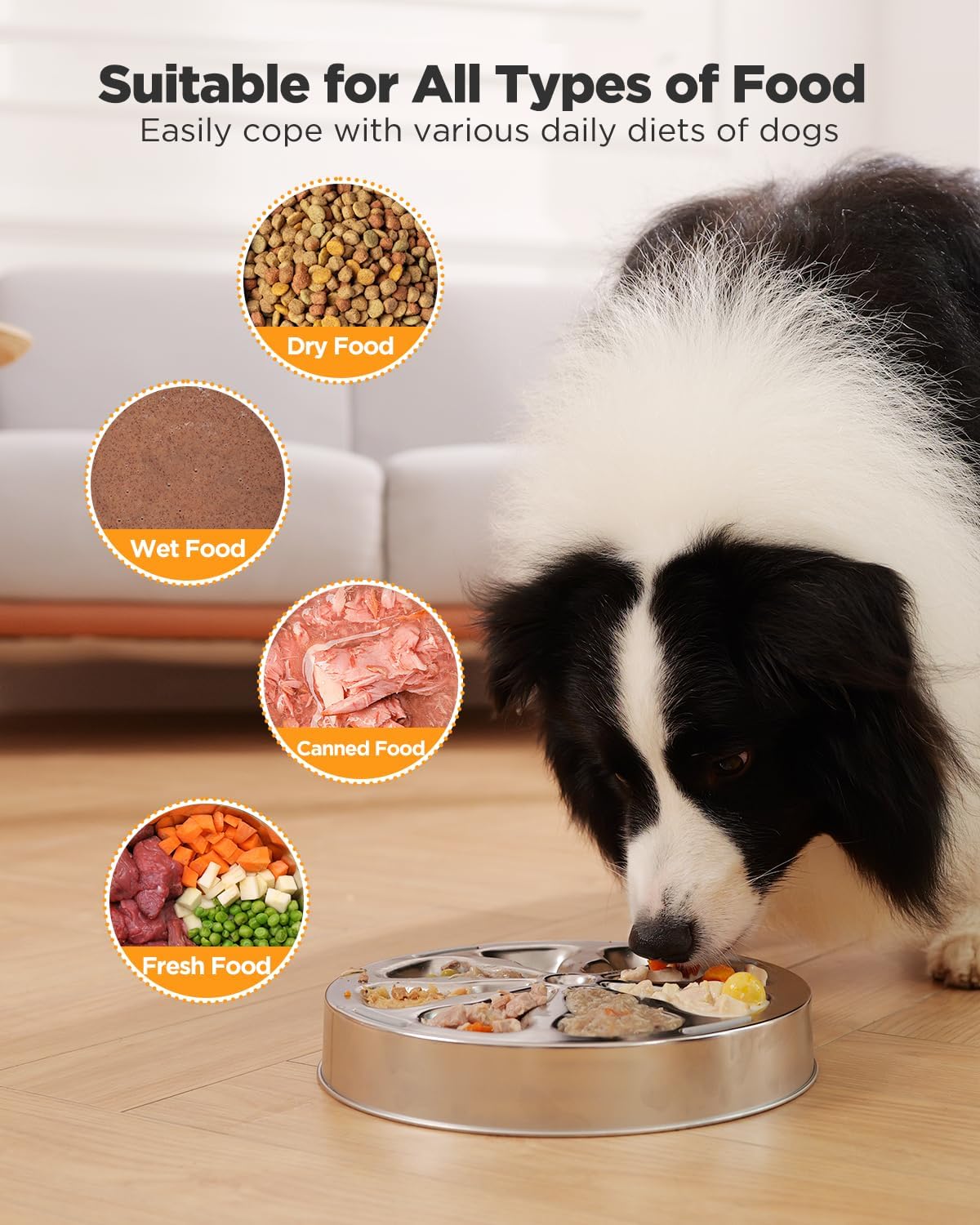 2-Pack Slow Feeder Dog Bowls – Stainless Steel Metal Bowls with Double-Sided Design, 5 Cups Large Capacity for Dry, Wet, Raw Food, Slow Feeding for All Dog Sizes, Easy to Clean, Non-Slip