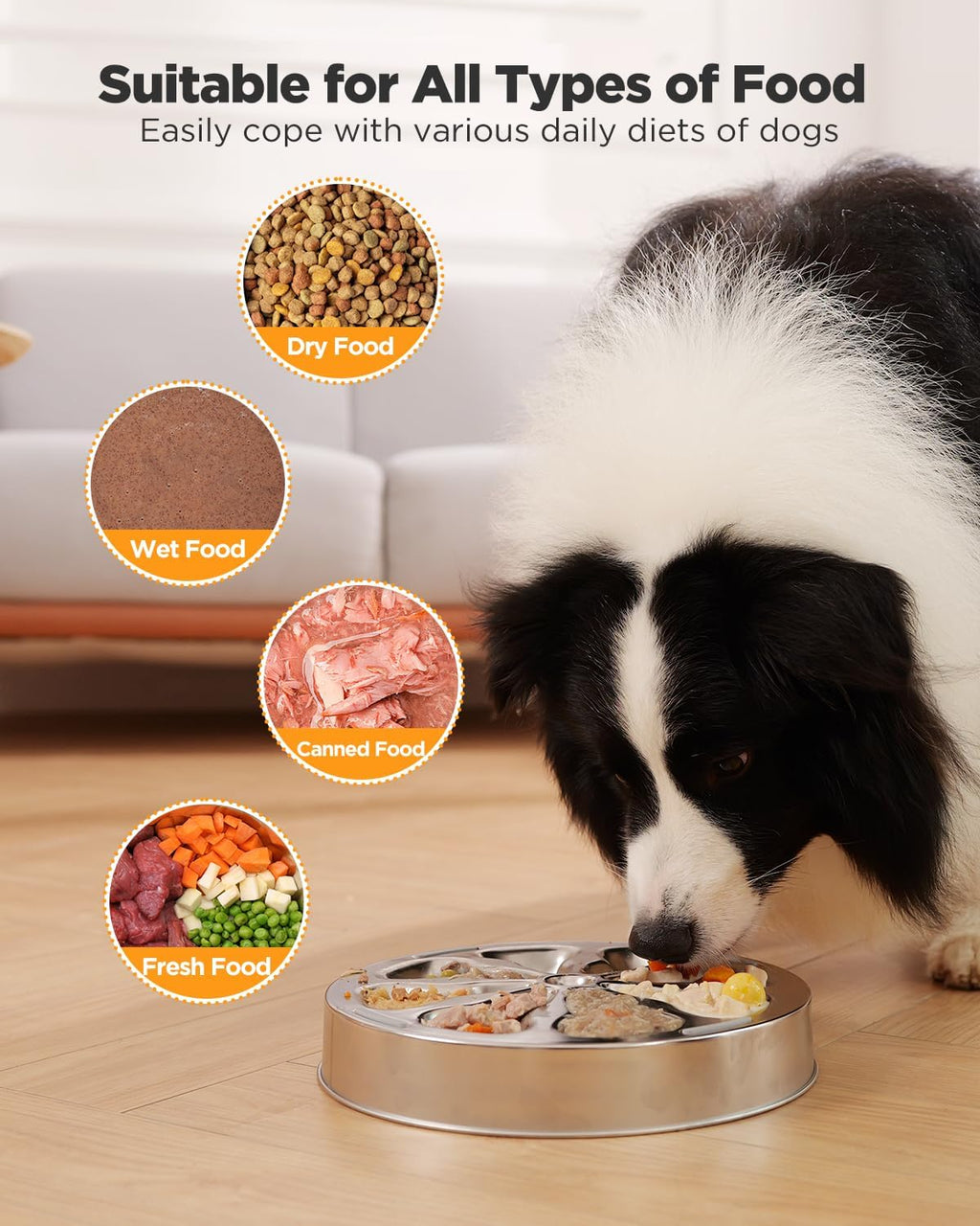 Slow Feeder Dog Bowl – Stainless Steel Non-Slip Metal Bowl for Slow Feeding, 5 Cups Large Capacity, Double-Sided Design for Dry, Wet, or Raw Food, Ideal for Small, Medium, Large Dogs