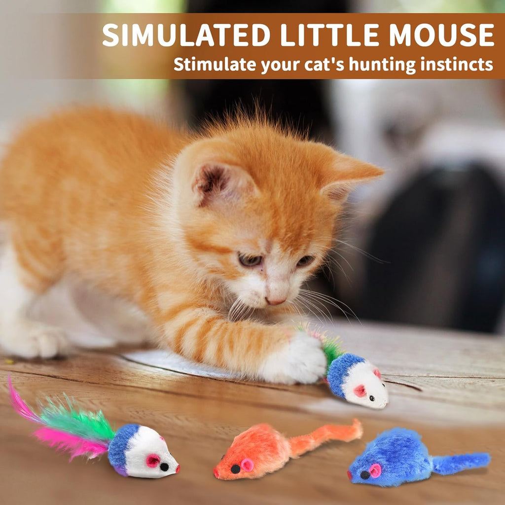 iCAGY 25-Piece Cat Toys Kit with Rainbow Tunnel - Interactive Cat Toy Bundle for Indoor Cats, Kitten Playtime Variety Set Includes Feather Teaser, Springs, Balls, Mice & Noise Toys