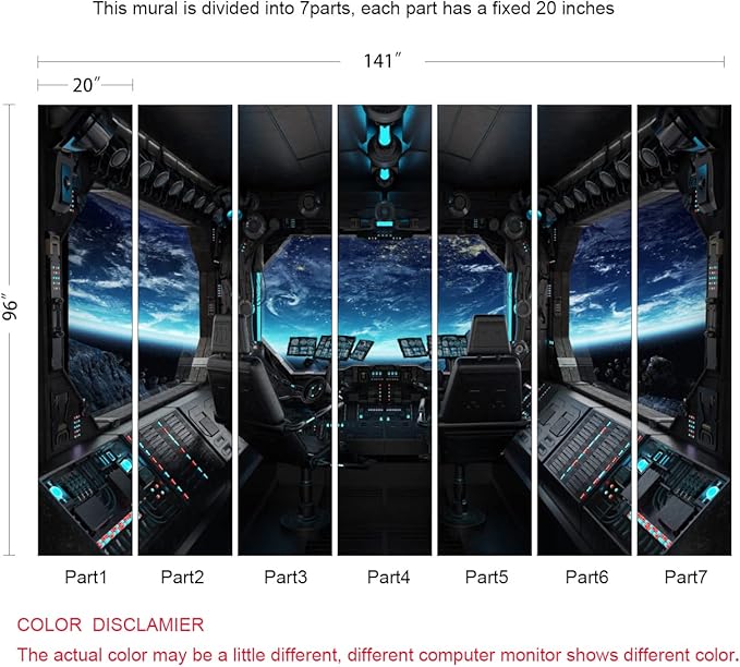 Outer Space Views from The Spaceship Wall Mural Wallpaper for Bedroom Living Room(Not Peel n' Stick)