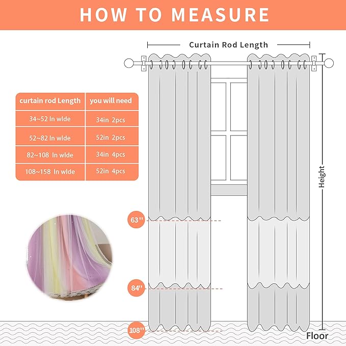 XiDi Girls Curtains for Bedroom 96 Inches Long 2 Panels Pink Yellow Purple Rainbow Blackout Curtains for Little Girl Kids Room Decor Living Room, Princess Unicorn Wall Decals Grommet Drapes 34x96