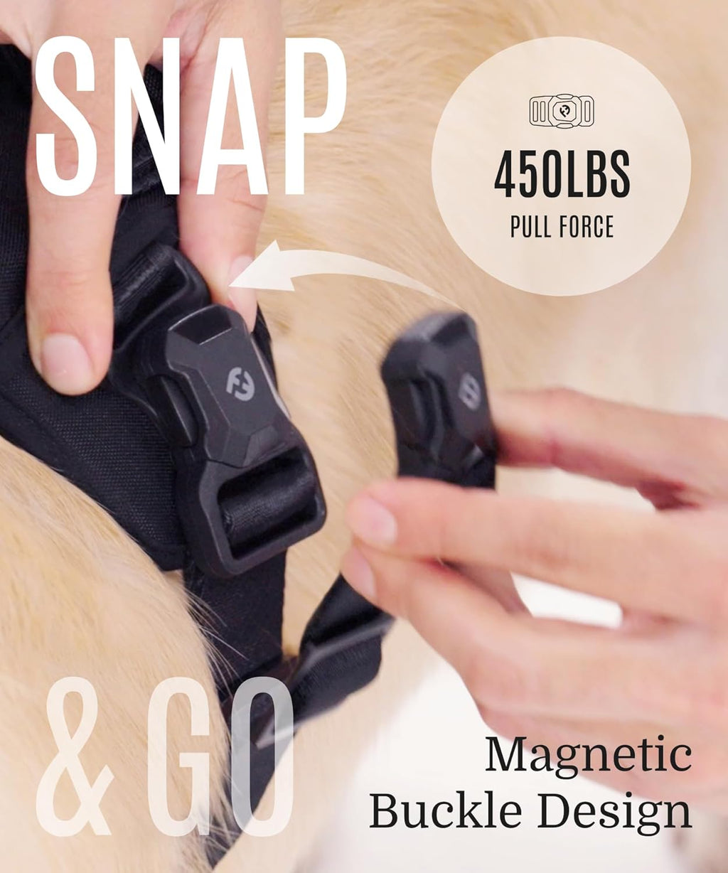 2025 New Edition, Fei & Eve MagEase Dog Harness - 3-Second Magnetic Buckles | 3-Point No-Pull Control | Heavy-Duty 900D Nylon | Dual Safety Handles | Breathable Mesh | Adjustable Fit | Large, Blue