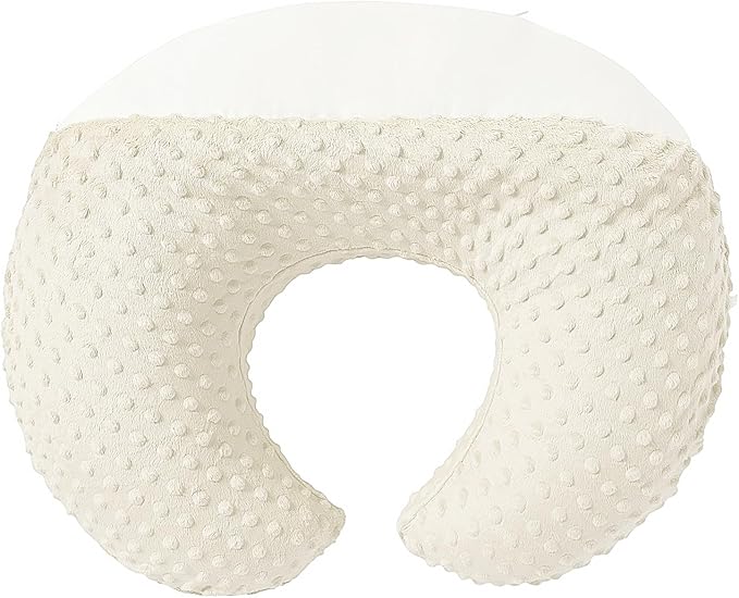 Nursing Pillow and Positioner Breastfeeding and Bottle Feeding, Propping Baby, Tummy Time, Sitting Support, with Removable Dots Cover, for Baby Boy Baby Girl（Pristine）