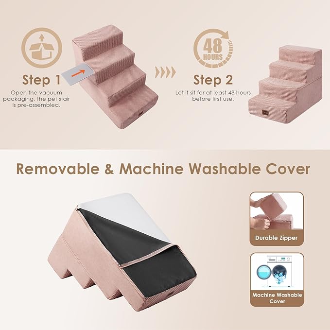 EHEYCIGA Dog Stairs for Small Dogs 13.5" H, 3-Step Dog Steps for Couch Sofa and - Image 6