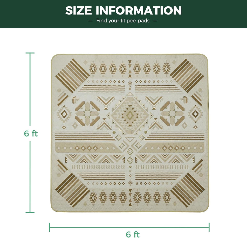 FXW Washable Pee Pads for Dogs, Puppy Pads with Super Absorbent, Specifically Designed for FXW Rollick/Homeplus 32 inch 8 Panels Dog Playpen, 71" Square, Khaki Geometric, 1 Pack