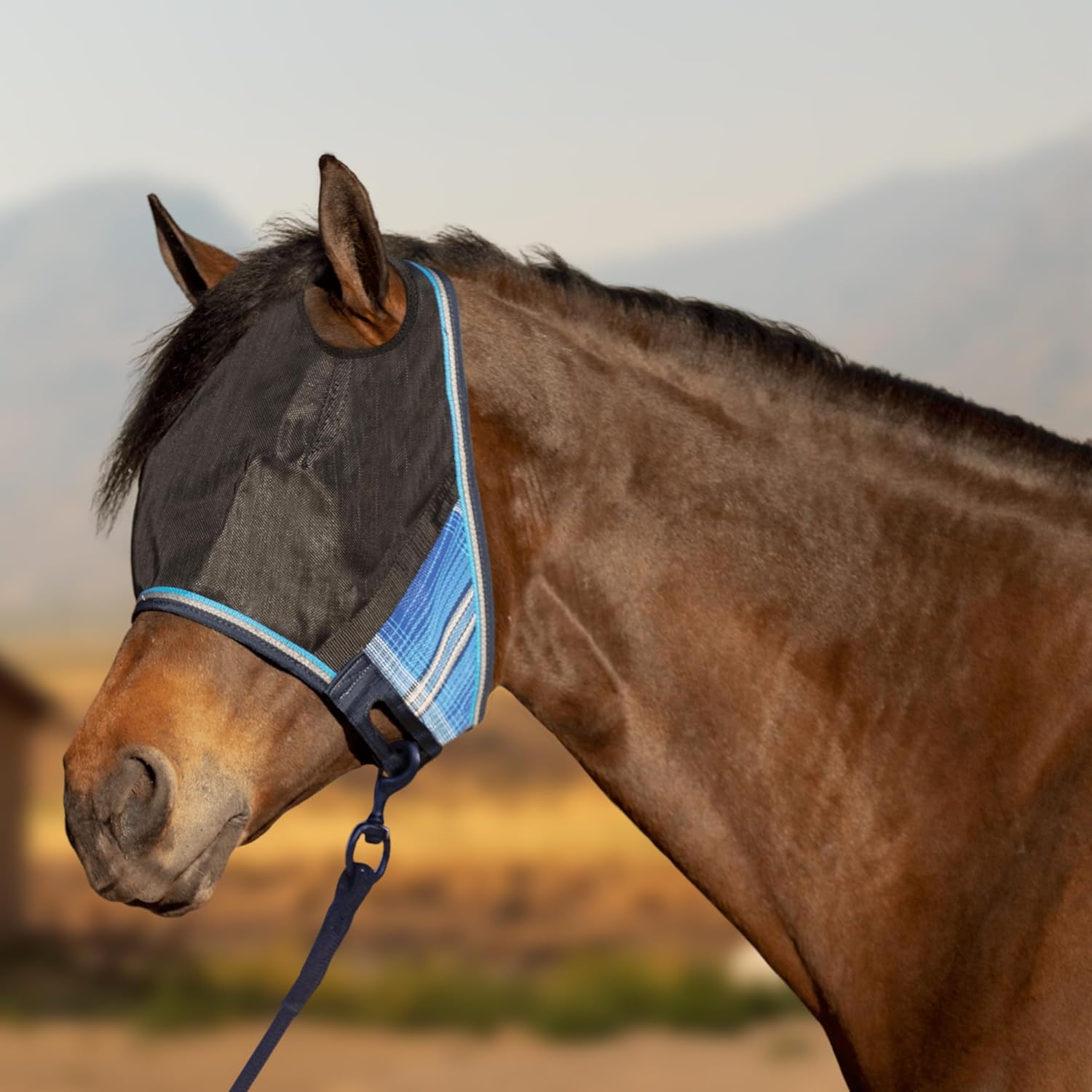 Kensington 90% UV Fly Mask CatchMask UViator - Without Ears & Forelock Freedom Web Trim Size: X.Large Color: 181 - Kentucky Blue