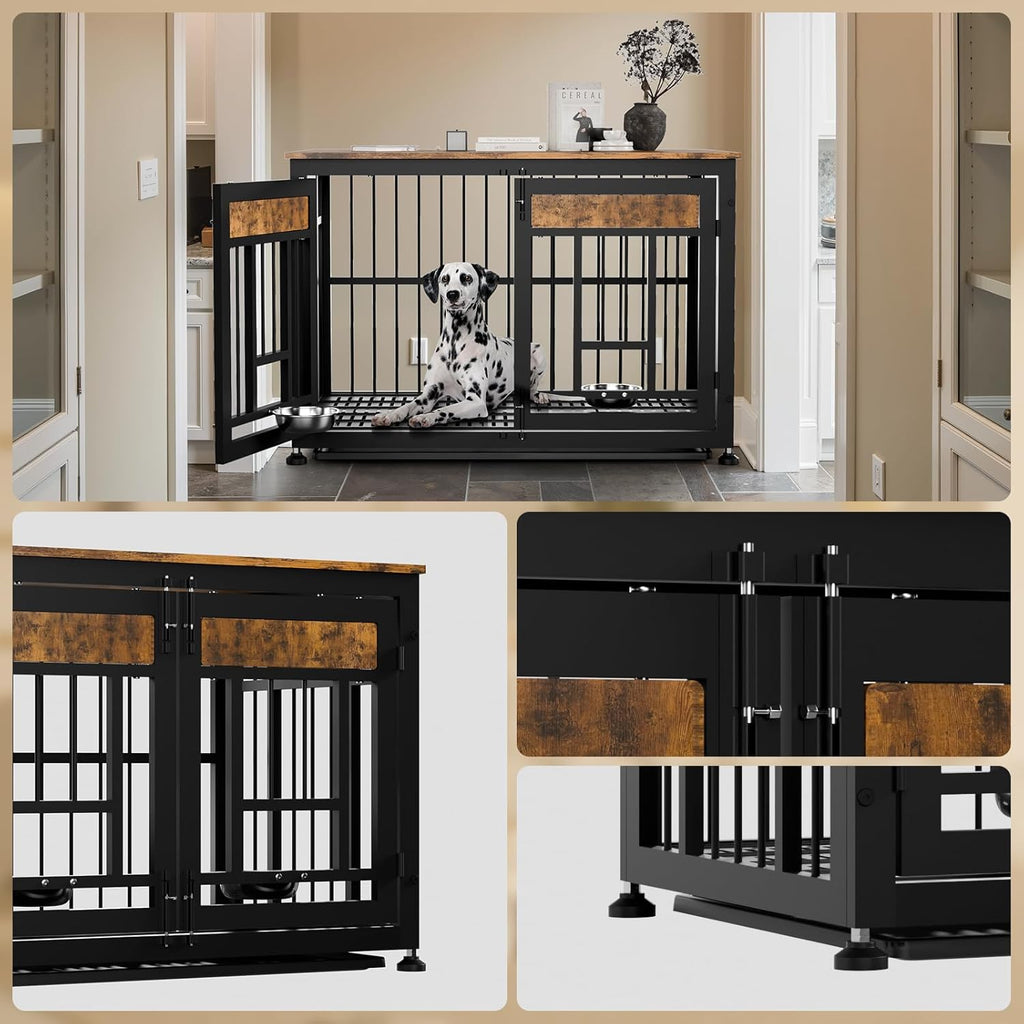 Heavy Duty Dog Crate Furniture for Large Dogs, Decorative Pet House End Table, 42inch Large Wooden Cage Kennel Furniture Indoor for Medium Dog